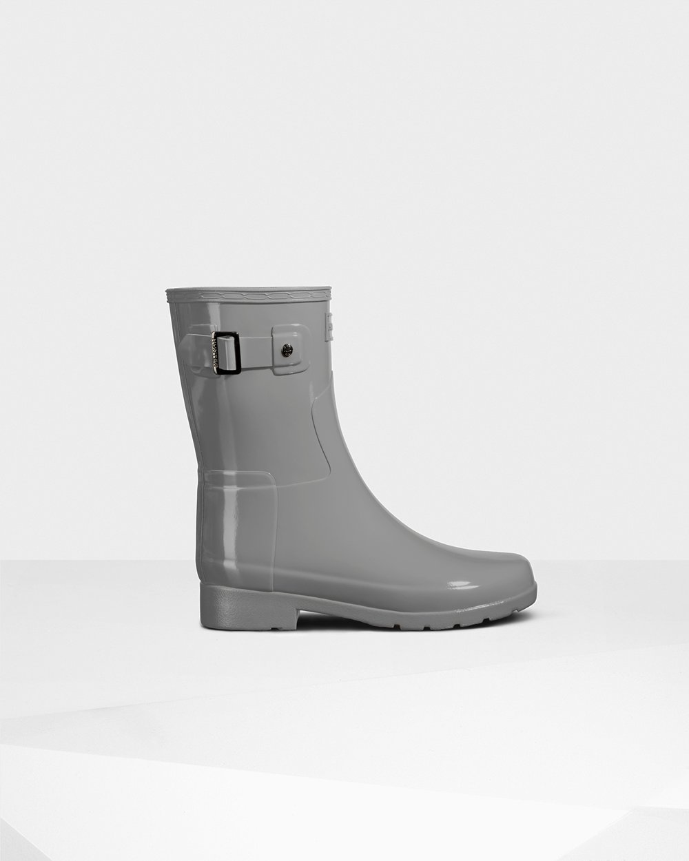 Womens Short Rain Boots - Hunter Refined Slim Fit Gloss (13IEAQRNB) - Grey